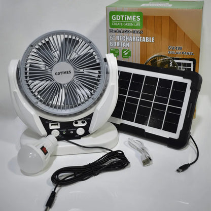 KIT de Racionamiento de Luz: Panel solar, Ventilador y Bombillo