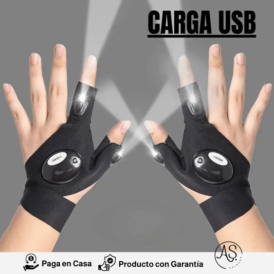 Guantes con Linterna de Luz LED Carga USB X 2 Unidades