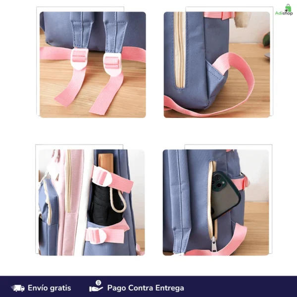 Combo mochila escolar por cinco piezas__Bolsos