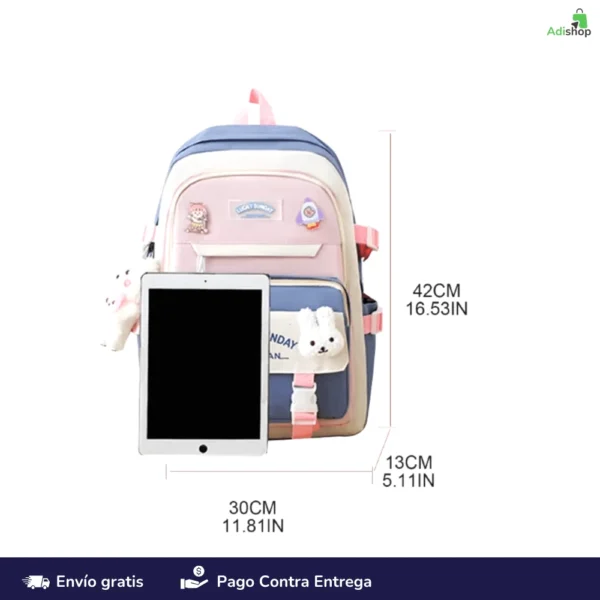 Combo mochila escolar por cinco piezas__Bolsos