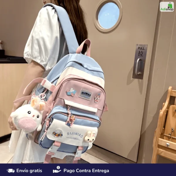 Combo mochila escolar por cinco piezas__Bolsos